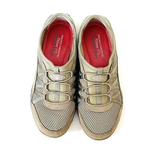 Skechers Women’s 8.5 Relaxed Fit Memory Foam Taupe Pink Slip‎ On Shoes Sneakers - Picture 6 of 10